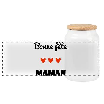 HAPPY BIRTHDAY. HEART. HAPPY MOTHER'S DAY. MOM. FEAST - Panoramic Cookie Jar with Wooden Lid - white - Front