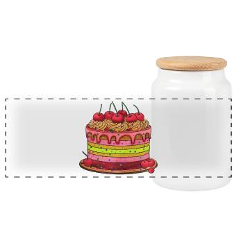 Gâteau coloré à plusieurs couches - Boîte à biscuits avec couvercle en bois - blanc - Devant
