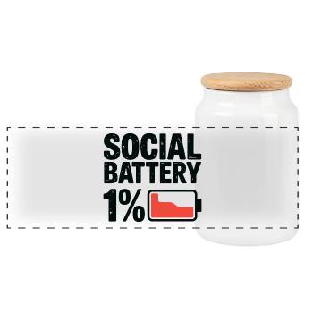 T-shirt graphique 1 % de la batterie sociale - Boîte à biscuits avec couvercle en bois - blanc - Devant