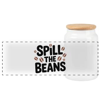 Spill the Beans Coffee Tee - Panoramic Cookie Jar with Wooden Lid - white - Front