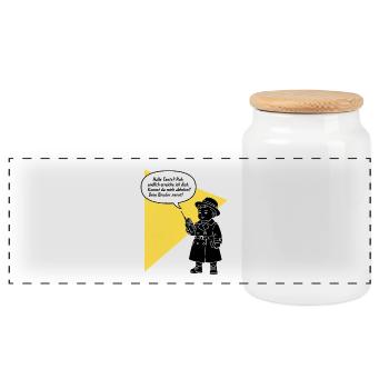 Hello aunt - pick up? Your brother is funny annoying - Panoramic Cookie Jar with Wooden Lid - white - Front