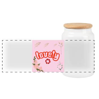 Lucky Neon Floral on Pink - Panoramic Cookie Jar with Wooden Lid - white - Front