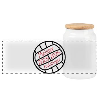 Champion and promoted team 2025/2026 - Panoramic Cookie Jar with Wooden Lid - white - Front