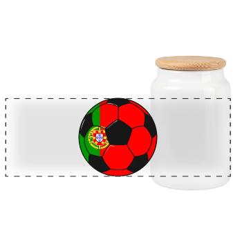 Fußballmannschaft Portugal - Panorama Keksdose mit Holzdeckel - Weiß - Vorne