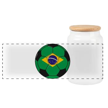 Football_team_Brazil - Boîte à biscuits avec couvercle en bois - blanc - Devant
