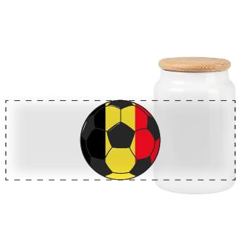 Football_team_Belgium - Panorama Keksdose mit Holzdeckel - Weiß - Vorne