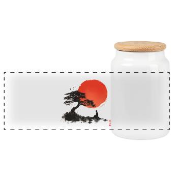 Zen au coucher du soleil au lac rocheux - Boîte à biscuits avec couvercle en bois - blanc - Devant