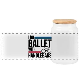 Künstlerisches Radsportballett mit Lenker Pro - Panorama Keksdose mit Holzdeckel - Weiß - Vorne