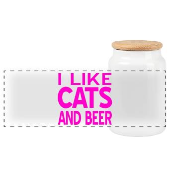 feline - Panoramic Cookie Jar with Wooden Lid - white - Front