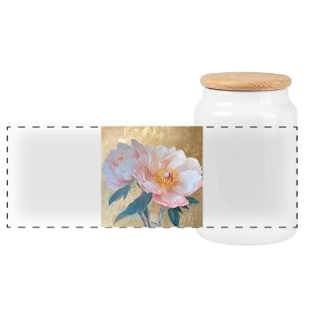 Goden Elegante Rosa Pfingstrose Blumen - Panorama Keksdose mit Holzdeckel - Weiß - Vorne