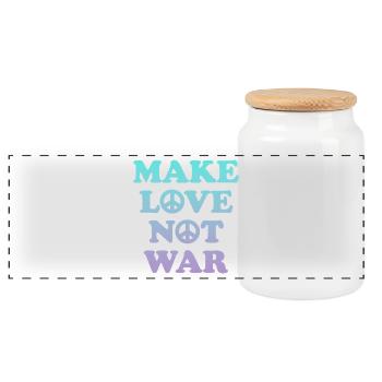 Make love not war - Panoramic Cookie Jar with Wooden Lid - white - Front