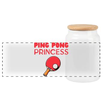 Ping Pong Princess - Boîte à biscuits avec couvercle en bois - blanc - Devant