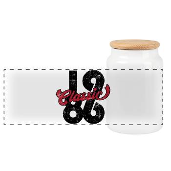 1986 40th Birthday - Panoramic Cookie Jar with Wooden Lid - white - Front