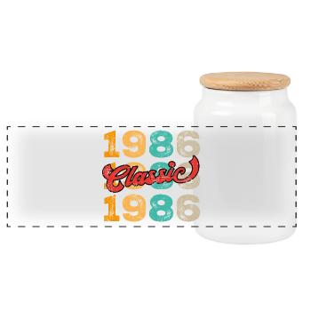 1986 Classic - Panoramic Cookie Jar with Wooden Lid - white - Front