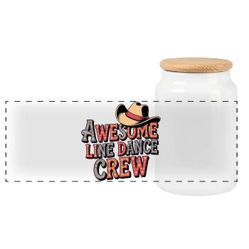 Awesome Line Dance Crew - Panoramic Cookie Jar with Wooden Lid - white - Front