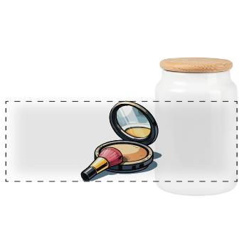 Puderpinsel Illustration Make-up - Panorama Keksdose mit Holzdeckel - Weiß - Vorne