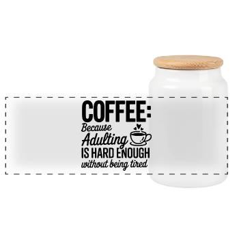 Coffee Focus: Everyday Sprint - Panoramic Cookie Jar with Wooden Lid - white - Front