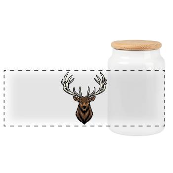 Cerf Majestueux Bois Forêt Logo Mascotte Stag - Boîte à biscuits avec couvercle en bois - blanc - Devant