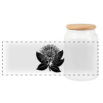 Lehua-Blume - Panorama Keksdose mit Holzdeckel - Weiß - Vorne