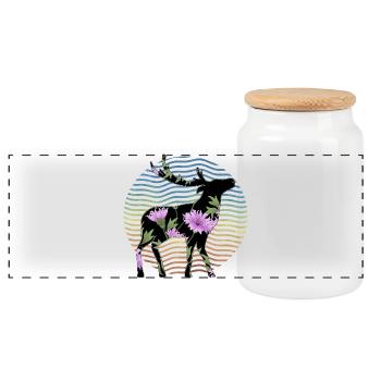 Cerf - Boîte à biscuits avec couvercle en bois - blanc - Devant