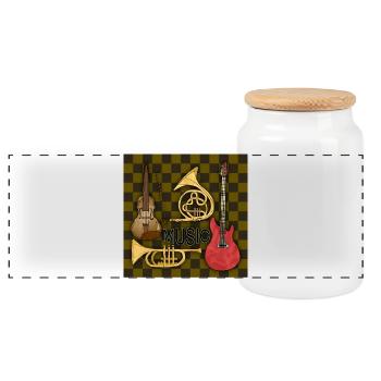 Instruments de musique - Boîte à biscuits avec couvercle en bois - blanc - Devant