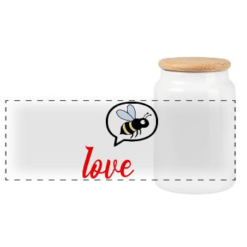 J’adore le miel des abeilles - Boîte à biscuits avec couvercle en bois - blanc - Devant