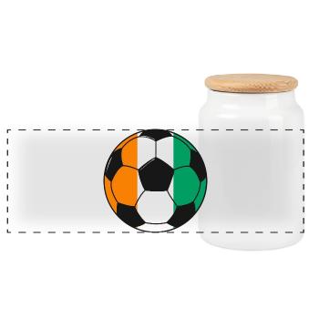 Football_team_Côte_d Elfenbeinküste - Panorama Keksdose mit Holzdeckel - Weiß - Vorne
