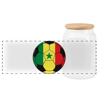 Football_team_Senegal - Panorama Keksdose mit Holzdeckel - Weiß - Vorne