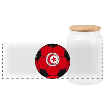 Football_team_Tunisia - Panorama Keksdose mit Holzdeckel - Weiß - Vorne