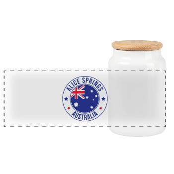 Emblème de l’écusson d’Alice Springs Australie - Boîte à biscuits avec couvercle en bois - blanc - Devant