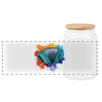 Colorful squeezebox - Panoramic Cookie Jar with Wooden Lid - white - Front
