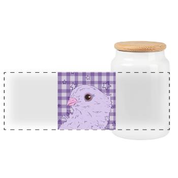 hübsche pink lila Taube - Panorama Keksdose mit Holzdeckel - Weiß - Vorne