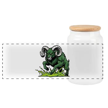 Ram Green Toxic Charge Mascot Ram - Panoramic Cookie Jar with Wooden Lid - white - Front