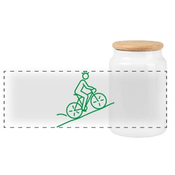 Motif minimaliste du vélo - Boîte à biscuits avec couvercle en bois - blanc - Devant