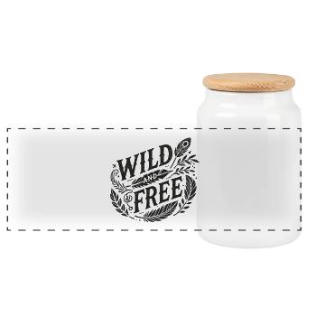 Liberté sauvage avec plumes et feuillage - Boîte à biscuits avec couvercle en bois - blanc - Devant
