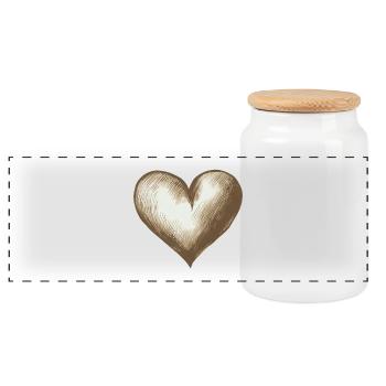Sepia Sketch Heart - Panoramic Cookie Jar with Wooden Lid - white - Front