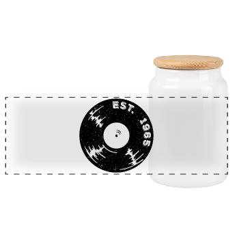 Vintage 1965 - Panorama Keksdose mit Holzdeckel - Weiß - Vorne