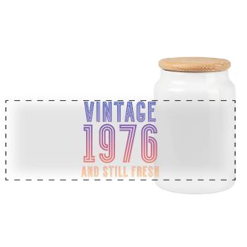 Millésime 1976 - Boîte à biscuits avec couvercle en bois - blanc - Devant