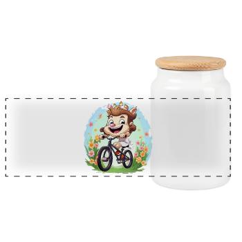 Amoureux des animaux joyeux à vélo - Boîte à biscuits avec couvercle en bois - blanc - Devant