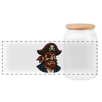Capitaine pirate Cache-œil - Boîte à biscuits avec couvercle en bois - blanc - Devant