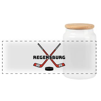 Regensburg Eishockey - Panorama Keksdose mit Holzdeckel - Weiß - Vorne