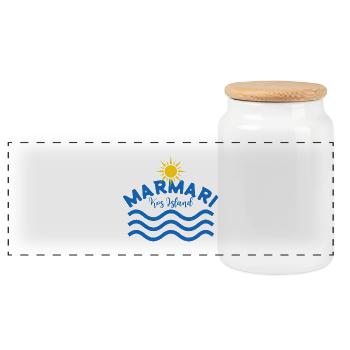 Marmari Kos Island Sun Waves - Panoramic Cookie Jar with Wooden Lid - white - Front
