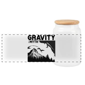 Gravity is a myth - Panorama Keksdose mit Holzdeckel - Weiß - Vorne