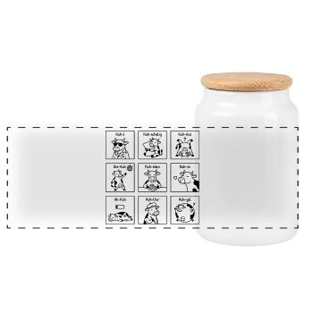Lustige Kuh Wortspiele - Witziges Tier-Cartoon - Panorama Keksdose mit Holzdeckel - Weiß - Vorne
