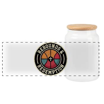 Rebounds And Redemption Christian Basketball - Panoramic Cookie Jar with Wooden Lid - white - Front