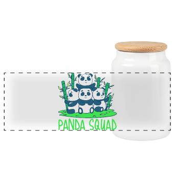 Enfants de l’Escouade Panda - Boîte à biscuits avec couvercle en bois - blanc - Devant