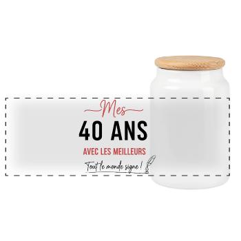 A Signer 40 Ans Anniversaire Cadeau Anniv 40 Ans  - Boîte à biscuits avec couvercle en bois - blanc - Devant