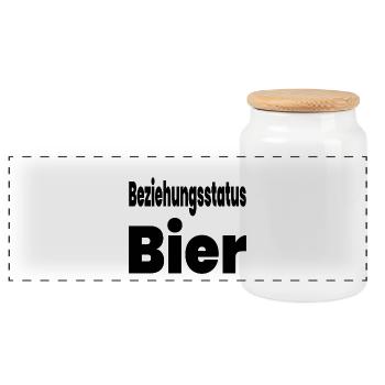 Bière - Boîte à biscuits avec couvercle en bois - blanc - Devant