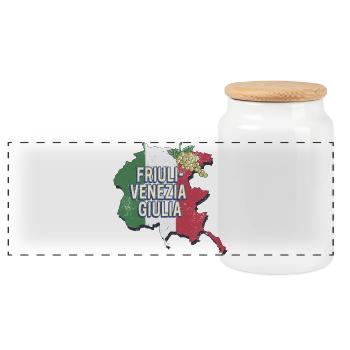 Friuli Venezia Giulia Italien Region Souvenir - Panorama Keksdose mit Holzdeckel - Weiß - Vorne