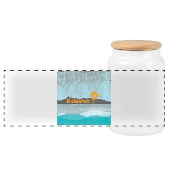 Vol solaire du moulin à vent de la côte baléare - Boîte à biscuits avec couvercle en bois - blanc - Devant